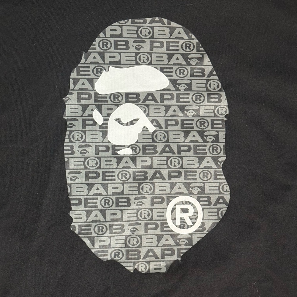 Bape Black and Gray Logo Tee